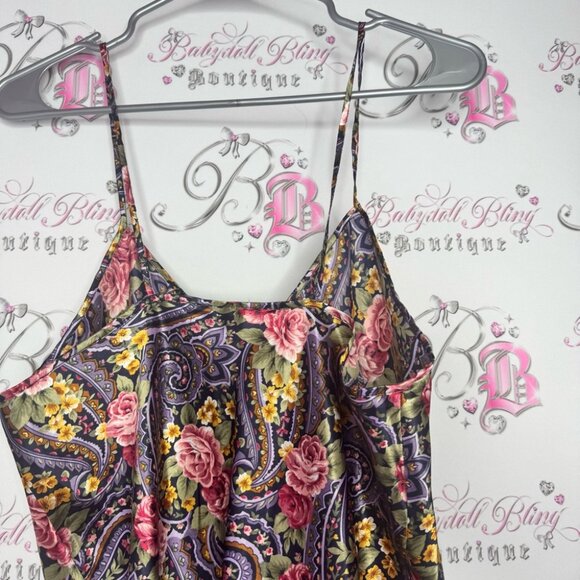 Sentiments dress paisley roses floral purple pink orange green boho nighty rare - Picture 6 of 9